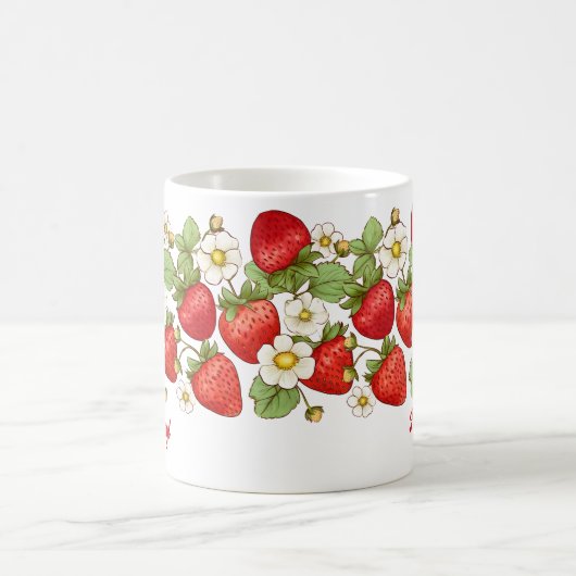 Mug Fraise fruit d'été Nom customisé (Centre)