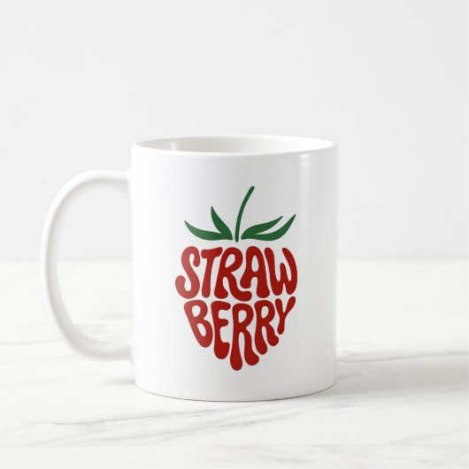 Mug Fraise - Graphisme de fruit rétro esthétique (Gauche)