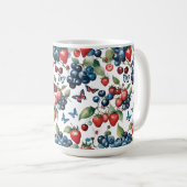 Mug Fraises aux bleuets et papillons (Devant droit)