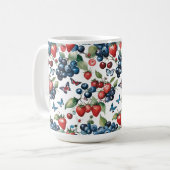 Mug Fraises aux bleuets et papillons (Devant gauche)