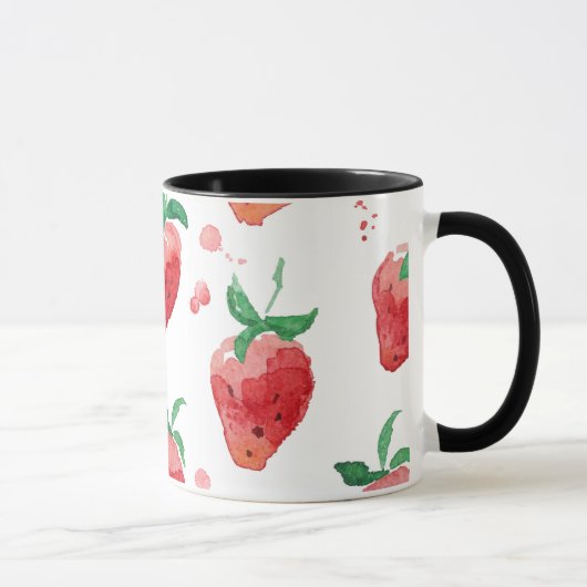 Mug Fraises d'aquarelle Berries peintes rose et rouge (Droite)
