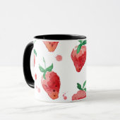 Mug Fraises d'aquarelle Berries peintes rose et rouge (Devant gauche)