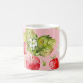 Mug Fraises d'aquarelle, motif transparent et fruité. (Devant droit)