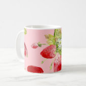 Mug Fraises d'aquarelle, motif transparent et fruité. (Devant gauche)