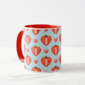 Mug Fraises de coeur avec le pois et les coeurs (Devant gauche)