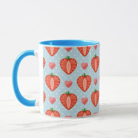 Mug Fraises de coeur avec le pois et les coeurs (Gauche)