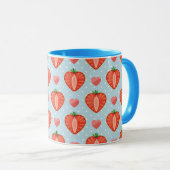 Mug Fraises de coeur avec le pois et les coeurs (Devant droit)