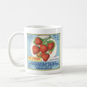 Mug Fraises du Kentucky - étiquette vintage de caisse