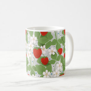 Mug Fraises et fleurs rose et blanche