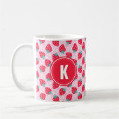 Mug Fraises Fleurs Rouge Rose Motif Monogramme (Gauche)