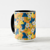 Mug Fraises jaunes sur orange (Devant gauche)