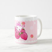 Mug Fraises mignonnes de lapin et de kawaii (Devant droit)