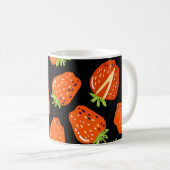 Mug Fraises Noir : Texture Vintage sans fil (Devant droit)