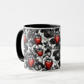Mug Fraises noire, blanche et rouge partout (Devant gauche)