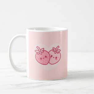 Mug Fraises roses kawaii pour la Saint-Valentin (Rose)