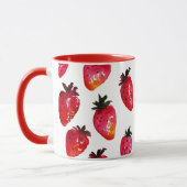 Mug Fraises rouge Aquarelle Élégante Personnalisée (Gauche)