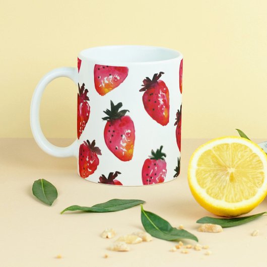Mug Fraises Rouge Été Cute Boho Illustré À La Main