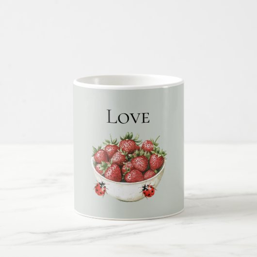 Mug Fraises rouges à la menthe et coccinelles (Centre)