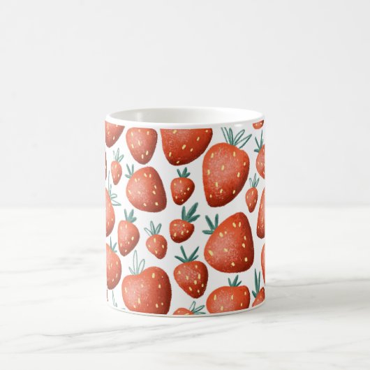 Mug Fraises rouges Arrière - plan blanc sans joint (Centre)