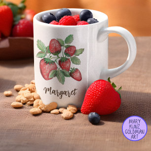Mug Fraises Rouges Élégantes Joliment Personnalisées