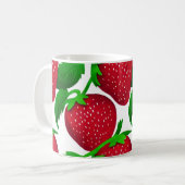 Mug Fraises sur Motif Arrière - plan blanc (Devant gauche)