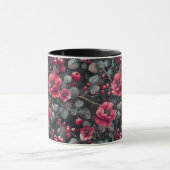 Mug Framboise, fleurs bordeaux sur gris foncé (Centre)