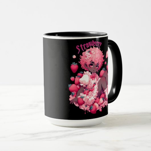 Mug Frameur de fraise : Femboy de peau foncée (Devant droit)