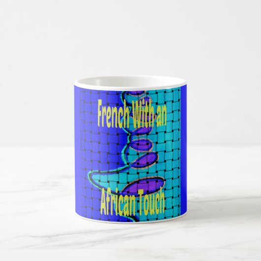 Mug Français Bleu Africain Tissé Abstrait violet forme (Centre)