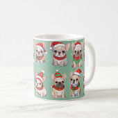 Mug Français Bulldogs Pastel Motif de Noël (Devant droit)