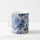 Mug Française toile de jouy bleu et blanc élégant (Devant gauche)