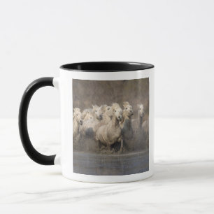 Mug France, Provence. Chevaux blancs de Camargue en li