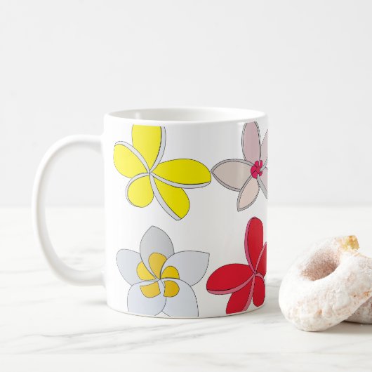 Mug Frangipani Plumeria Fleur colorée Florale (Avec donut)