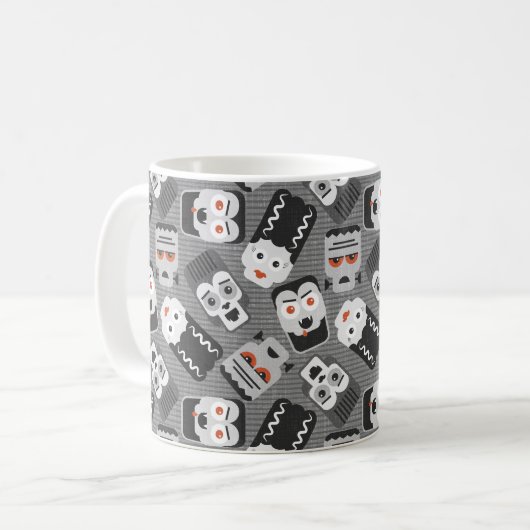Mug Frankenstein et amis éffrayants - noir, blanc et (Devant gauche)