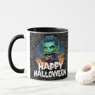 Mug Frankenstein mange des bonbons Joyeux Halloween