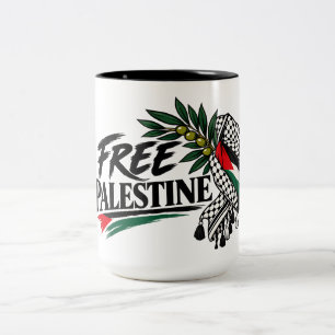 Mug Free Palestine avec carte et motif keffieh
