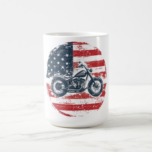 Mug Freedom Ride : Moto rétro et drapeau américain (Centre)