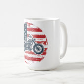 Mug Freedom Ride : Moto rétro et drapeau américain (Devant droit)
