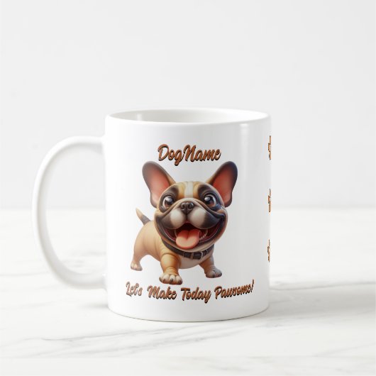 Mug French Bulldog - Ajouter le nom du chien, modifier (Gauche)
