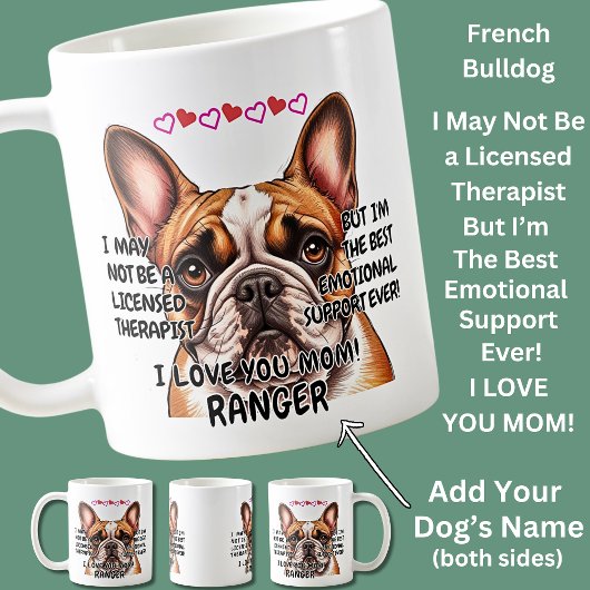 Mug French Bulldog, Ajouter le nom du chien, modifier