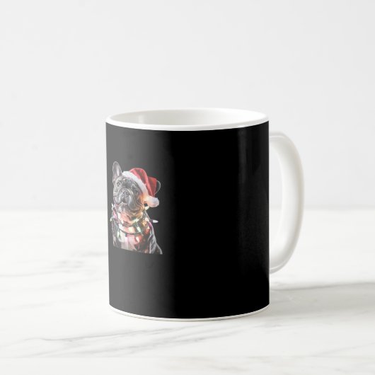 Mug French Bulldog in Santa Hat Wrapped in Christmas L (Devant droit)