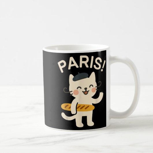 Mug French Cat With Baguette Cute Cat Paris Funny Anim (Droite)
