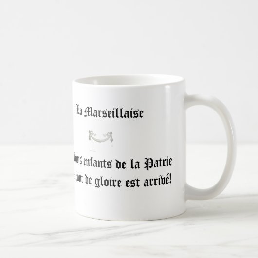 Mug French Flag & National Anthem Title & Some Lyrics (Droite)