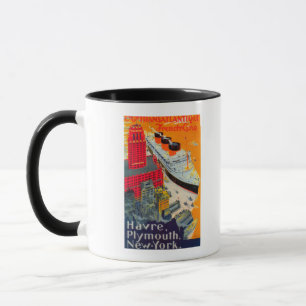 Mug French Line Travel Poster, Havre to Plymouth, NY