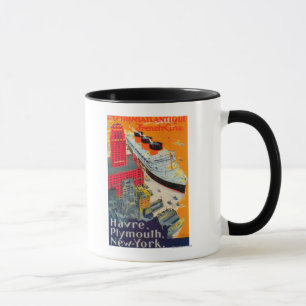 Mug French Line Travel Poster, Havre to Plymouth, NY