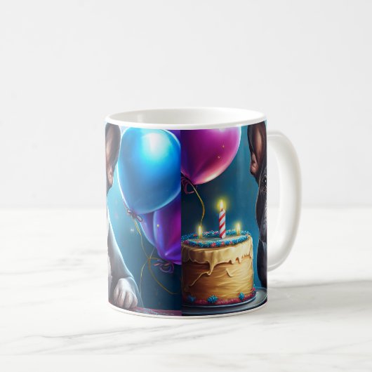 Mug Frenchie Birthday Bash : Un mignon Bulldog françai (Devant droit)