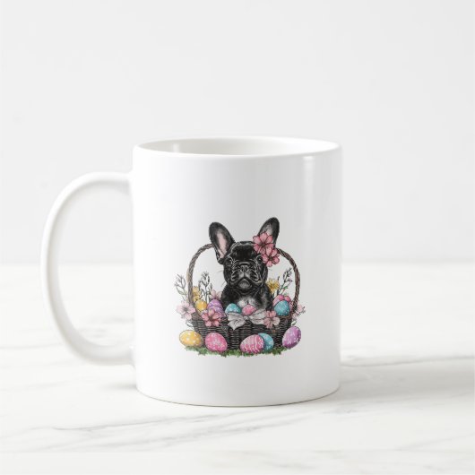 Mug Frenchie Dog Easter Frenchie Dog Eggs Artwork T-Sh (Gauche)