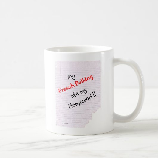 Mug Frenchie Mate Mes devoirs (Droite)