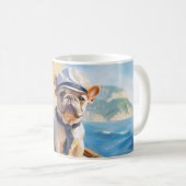 Mug Frenchie sur un yacht (Devant droit)