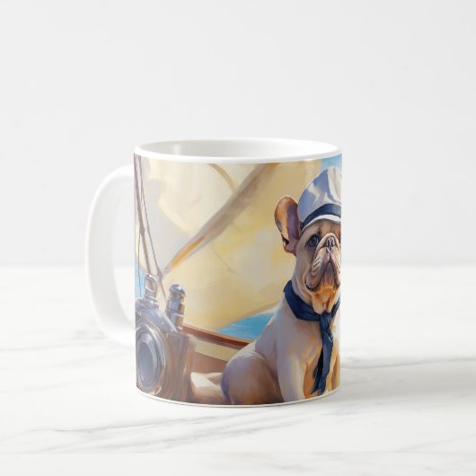 Mug Frenchie sur un yacht (Devant gauche)