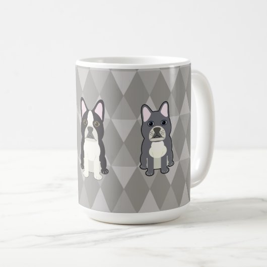 Mug Frenchies Gray Diamonds (Devant droit)